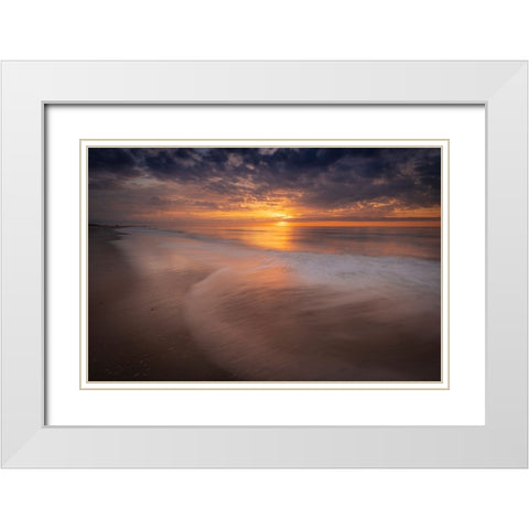 USA-New Jersey-Cape May National Seashore Sunrise on ocean shore White Modern Wood Framed Art Print with Double Matting by Jaynes Gallery