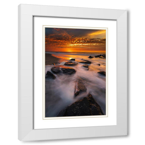 USA-New Jersey-Cape May National Seashore Sunrise on ocean shore White Modern Wood Framed Art Print with Double Matting by Jaynes Gallery