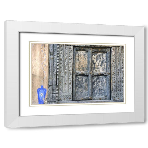 New Mexico, Santa Fe Old doorway White Modern Wood Framed Art Print with Double Matting by OBrien, Jay