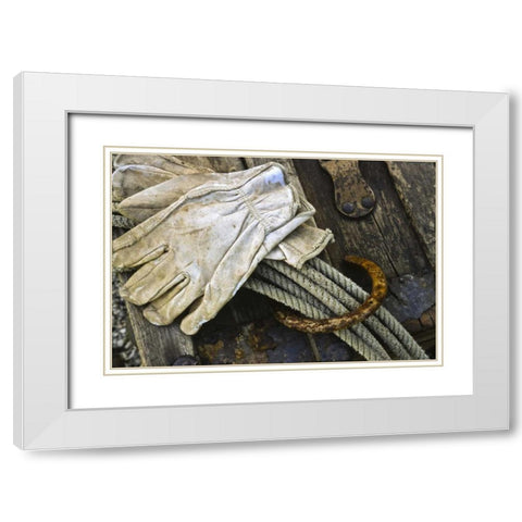 New Mexico, Santa Fe Close-up of cowboy gear White Modern Wood Framed Art Print with Double Matting by OBrien, Jay