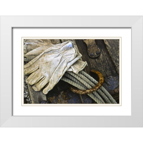 New Mexico, Santa Fe Close-up of cowboy gear White Modern Wood Framed Art Print with Double Matting by OBrien, Jay