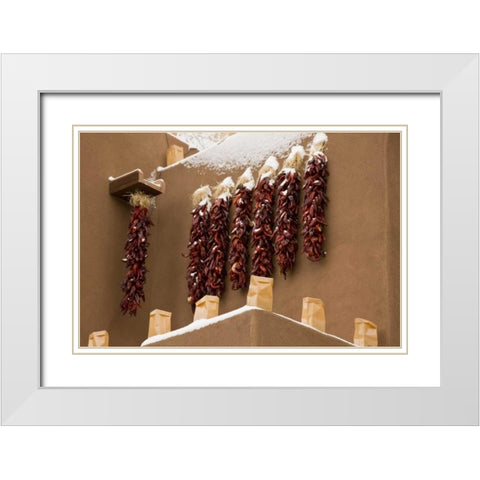 New Mexico, Santa Fe Chili pepper ristras White Modern Wood Framed Art Print with Double Matting by Grall, Don