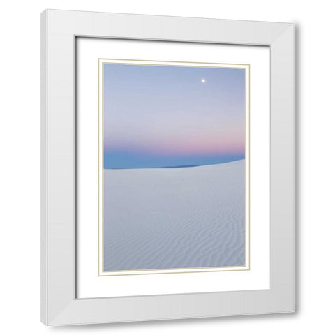New Mexico, White Sands NM Moon over desert White Modern Wood Framed Art Print with Double Matting by Illg, Cathy and Gordon