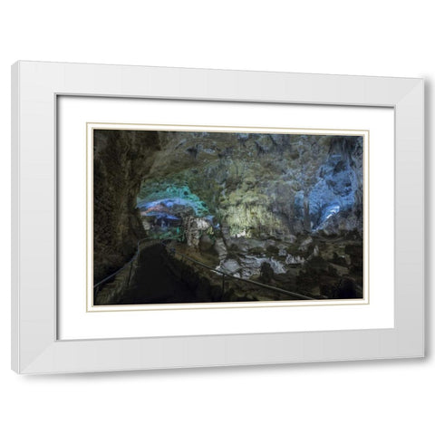 New Mexico, Carlsbad Caverns Scenic of cavern White Modern Wood Framed Art Print with Double Matting by Paulson, Don