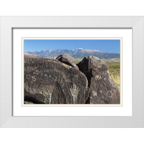 New Mexico, Three Rivers Petroglyph etchings White Modern Wood Framed Art Print with Double Matting by Paulson, Don