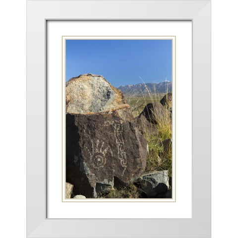 New Mexico, Three Rivers Petroglyph etchings White Modern Wood Framed Art Print with Double Matting by Paulson, Don