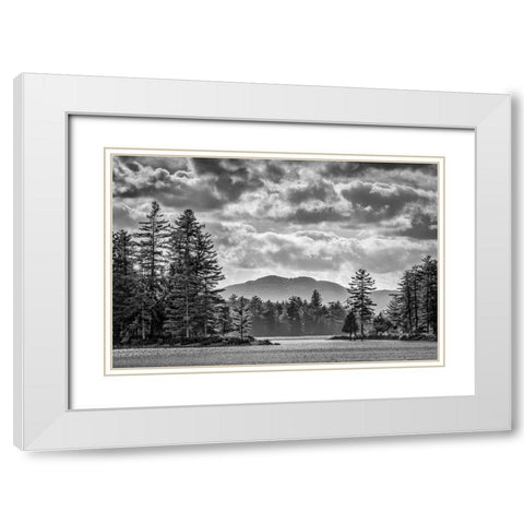 USA-New York-Adirondacks Long Lake-late afternoon at Forked Lake White Modern Wood Framed Art Print with Double Matting by Collins, Ann