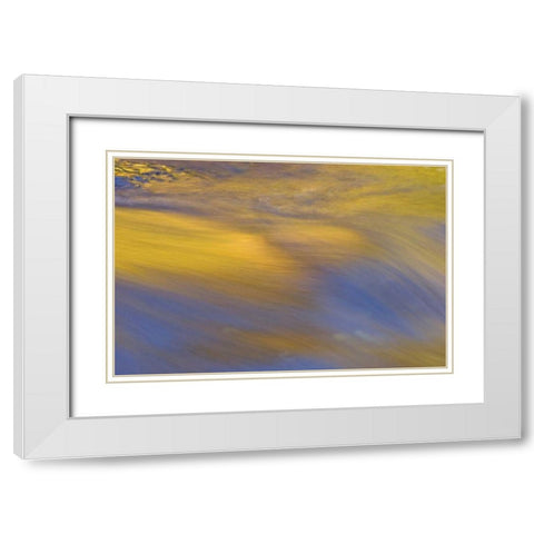 NY, Inlet Autumn reflection on flowing water White Modern Wood Framed Art Print with Double Matting by OBrien, Jay