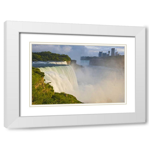 NY, Niagara Falls American Falls in foreground White Modern Wood Framed Art Print with Double Matting by Lord, Fred