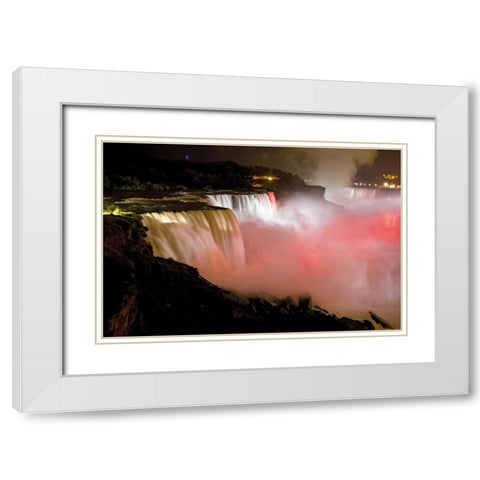 NY, Niagara Falls Twilight of the waterfalls White Modern Wood Framed Art Print with Double Matting by Lord, Fred