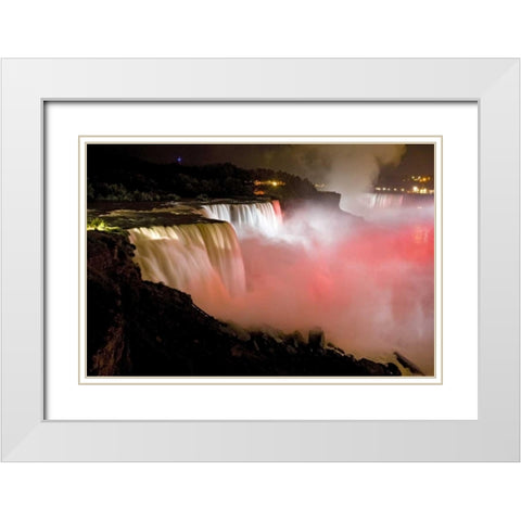 NY, Niagara Falls Twilight of the waterfalls White Modern Wood Framed Art Print with Double Matting by Lord, Fred