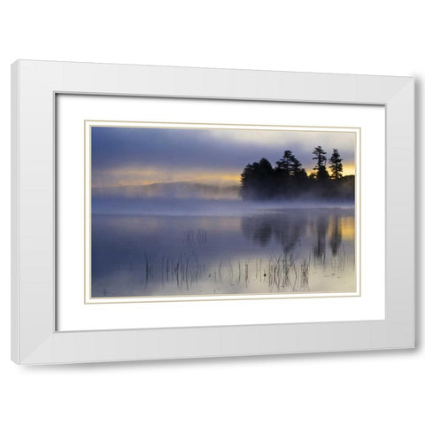 New York, Adirondack Mts, Autumn on Raquette Lake White Modern Wood Framed Art Print with Double Matting by Rotenberg, Nancy