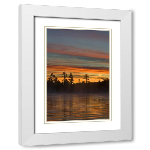 New York, Adirondack Mts, Autumn on Raquette Lake White Modern Wood Framed Art Print with Double Matting by Rotenberg, Nancy