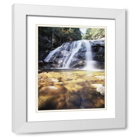 USA, New York, A waterfall in the Adirondacks White Modern Wood Framed Art Print with Double Matting by Talbot Frank, Christopher
