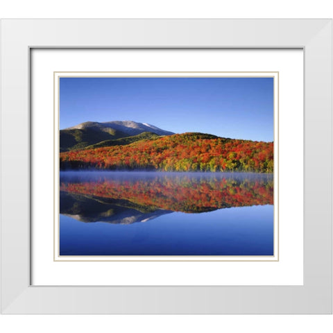 NY, Snowy Algonquin Peak and Heart Lake in fall White Modern Wood Framed Art Print with Double Matting by Talbot Frank, Christopher