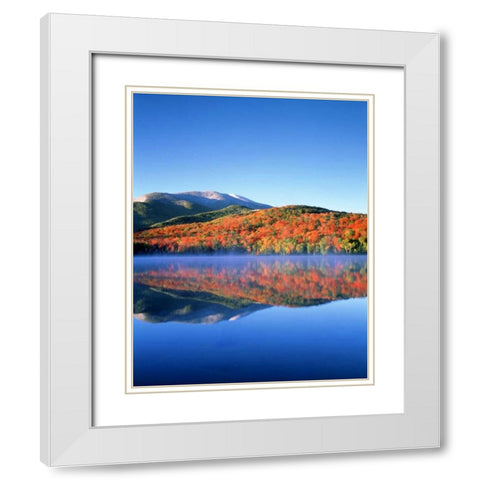 NY, Snowy Algonquin Peak and Heart Lake in fall White Modern Wood Framed Art Print with Double Matting by Talbot Frank, Christopher