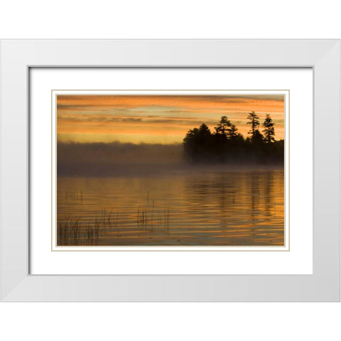 New York, Adirondack Mts Racquette Lake, sunrise White Modern Wood Framed Art Print with Double Matting by Rotenberg, Nancy
