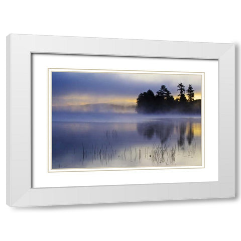 New York, Adirondack Mts Racquette Lake, sunrise White Modern Wood Framed Art Print with Double Matting by Rotenberg, Nancy