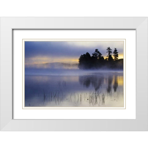 New York, Adirondack Mts Racquette Lake, sunrise White Modern Wood Framed Art Print with Double Matting by Rotenberg, Nancy