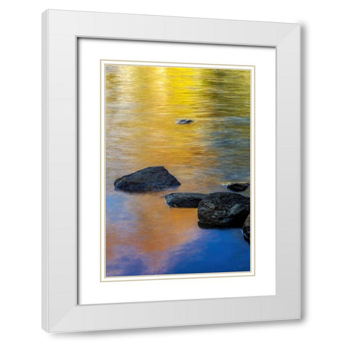 NY, Adirondack Mts Autumn at Buttermilk Falls White Modern Wood Framed Art Print with Double Matting by OBrien, Jay
