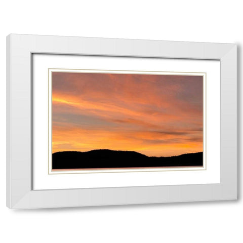 NY, Adirondack Mountains Sunset over mountains White Modern Wood Framed Art Print with Double Matting by OBrien, Jay