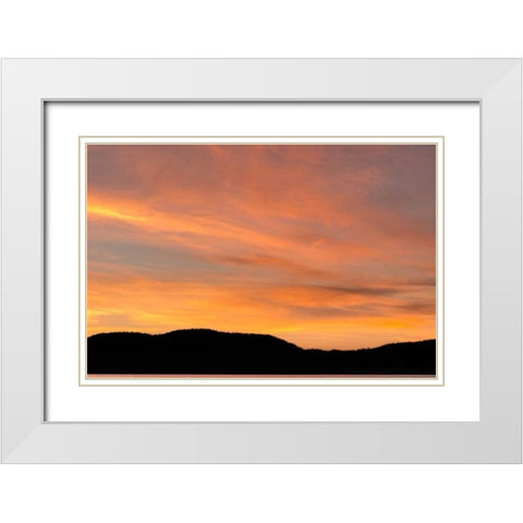 NY, Adirondack Mountains Sunset over mountains White Modern Wood Framed Art Print with Double Matting by OBrien, Jay
