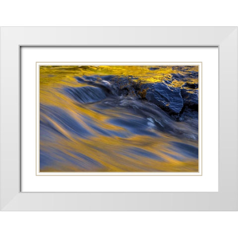 NY, Adirondacks Flowing water on Raquette Lake White Modern Wood Framed Art Print with Double Matting by OBrien, Jay