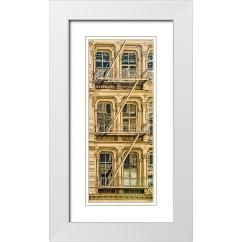 USA-New York Windows and fire escapes White Modern Wood Framed Art Print with Double Matting by Looney, Hollice