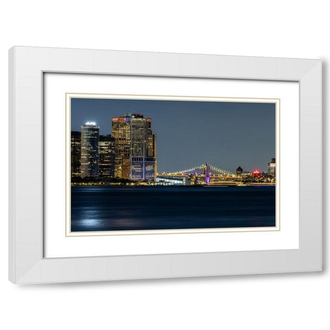 USA-New York New York City skyline at night White Modern Wood Framed Art Print with Double Matting by Looney, Hollice