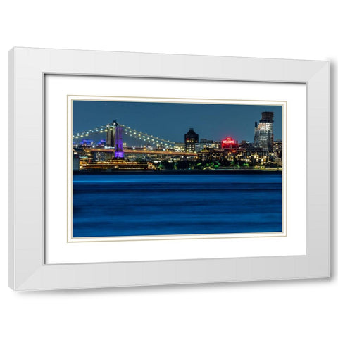 USA-New York New York City skyline at night White Modern Wood Framed Art Print with Double Matting by Looney, Hollice
