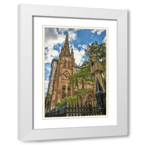 USA-New York Trinity Church and grounds White Modern Wood Framed Art Print with Double Matting by Looney, Hollice