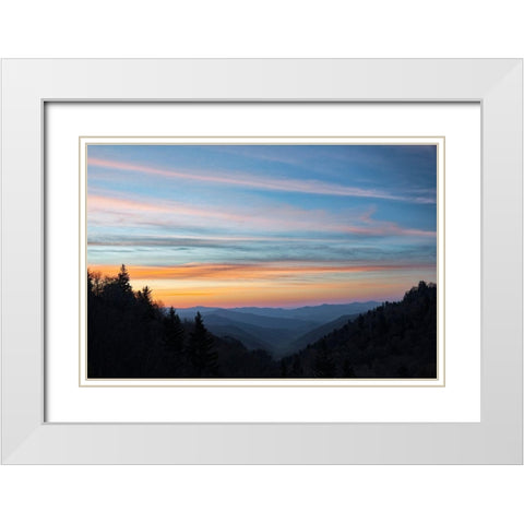 Sunrise-Oconaluftee River Valley-Great Smoky Mountains National Park-North Carolina White Modern Wood Framed Art Print with Double Matting by Jones, Adam
