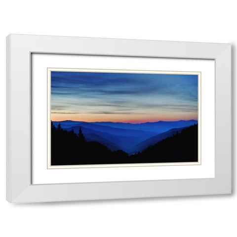 North Carolina Sunrise in the Great Smoky Mts White Modern Wood Framed Art Print with Double Matting by Flaherty, Dennis