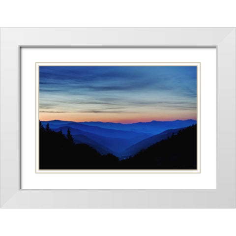 North Carolina Sunrise in the Great Smoky Mts White Modern Wood Framed Art Print with Double Matting by Flaherty, Dennis