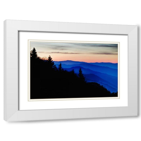 North Carolina Oconaluftee Overlook at sunrise White Modern Wood Framed Art Print with Double Matting by Flaherty, Dennis