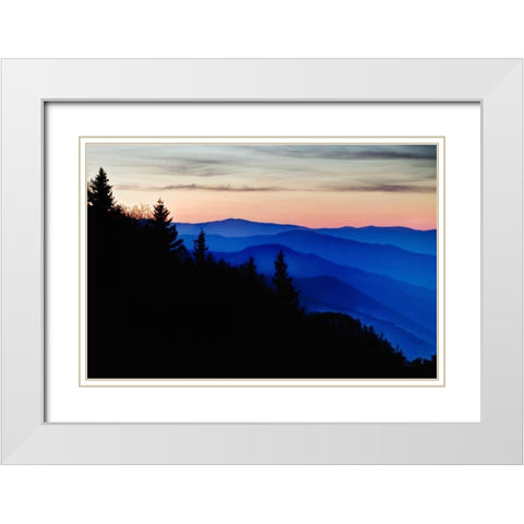 North Carolina Oconaluftee Overlook at sunrise White Modern Wood Framed Art Print with Double Matting by Flaherty, Dennis