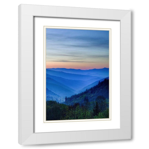 North Carolina Oconaluftee Overlook at sunrise White Modern Wood Framed Art Print with Double Matting by Flaherty, Dennis