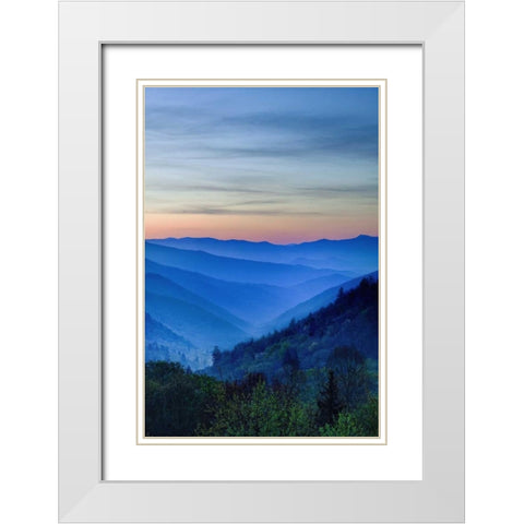 North Carolina Oconaluftee Overlook at sunrise White Modern Wood Framed Art Print with Double Matting by Flaherty, Dennis