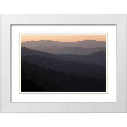North Carolina Oconaluftee Overlook at sunrise White Modern Wood Framed Art Print with Double Matting by Flaherty, Dennis