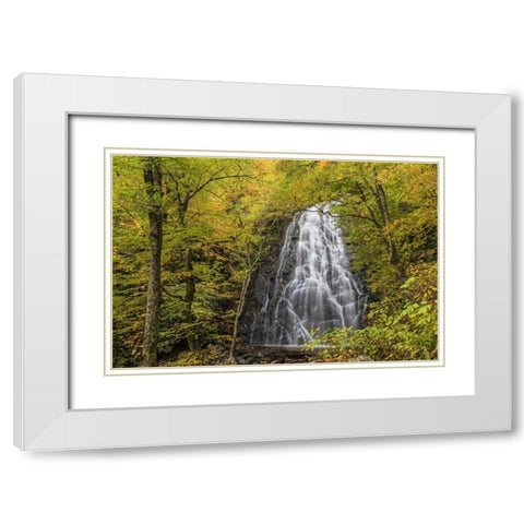 North Carolina, Crabtree Falls in autumn White Modern Wood Framed Art Print with Double Matting by Paulson, Don