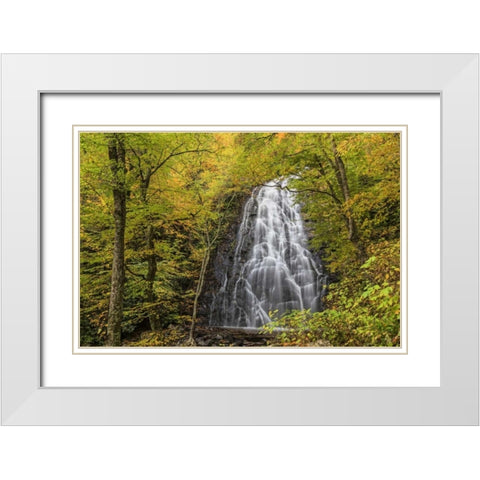 North Carolina, Crabtree Falls in autumn White Modern Wood Framed Art Print with Double Matting by Paulson, Don