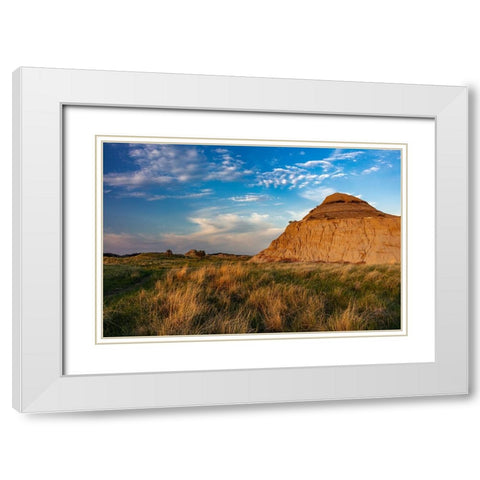 Badlands formations in Theodore Roosevelt National Park-North Dakota-USA White Modern Wood Framed Art Print with Double Matting by Haney, Chuck