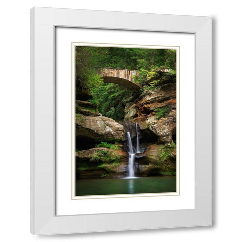Old Mans Cave Upper Falls-Hocking Hills State Park-Ohio White Modern Wood Framed Art Print with Double Matting by Majchrowicz, Alan