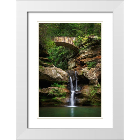 Old Mans Cave Upper Falls-Hocking Hills State Park-Ohio White Modern Wood Framed Art Print with Double Matting by Majchrowicz, Alan
