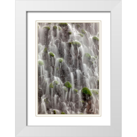 Waterfall close-up-Columbia River Gorge-Oregon White Modern Wood Framed Art Print with Double Matting by Jones, Adam