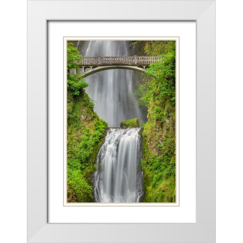 Multnomah Falls-Columbia River Gorge-Oregon White Modern Wood Framed Art Print with Double Matting by Jones, Adam