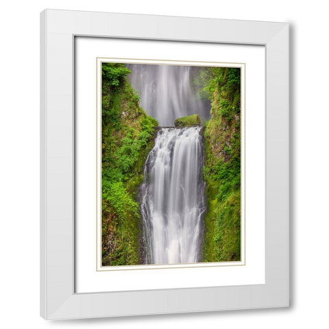 Multnomah Falls-Columbia River Gorge-Oregon White Modern Wood Framed Art Print with Double Matting by Jones, Adam