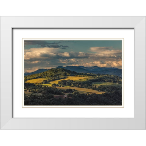 View of Columbia plateau at sunset-Oregon White Modern Wood Framed Art Print with Double Matting by Jones, Adam