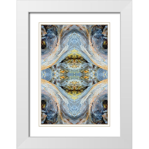 Abstract pattern in driftwood-Bandon Beach-Oregon White Modern Wood Framed Art Print with Double Matting by Jones, Adam