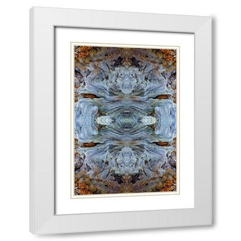 Abstract pattern in driftwood-Bandon Beach-Oregon White Modern Wood Framed Art Print with Double Matting by Jones, Adam